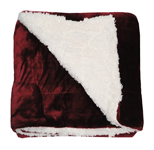 ULTIMATE SHERPA THROW SUPER LUXURIOUS PLUSH REVERSING TO MICROSHERPA 60 in x 70 in / 152 cm x 177 BURGUNDY