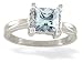  : 14K WHITE GOLD GENUINE SQUARE AQUAMARINE DIAMOND RING