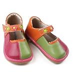 : Pippytoes Raspberry Tri-Color Leather Shoe
