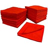 Eurow Microfiber 16 x 16in 300 GSM Cleaning Towels 25-Pack (Red)