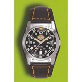 Harley Davidson Bulova Mens Watch, Large, Black Dial and Date Function. All Leather Bracelet Style Strap, Brushed Stainless Steel Case, 76B31