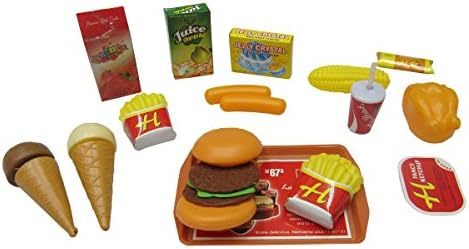 Little Big World Fast Food Set (Burger, Fries, Shake and Ice Scream Combo) (15-Piece), Multicolor
