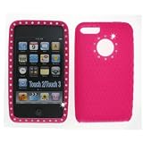 Premium Hot Pink with Diamond Rhinestone Soft Silicone Skin Gel Cover Case for Apple Ipod Touch Itouch 2nd Gen 3rd Gen