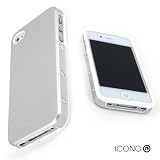 ICONO ARMOUR Iridium Silver Premium Ultra Tough Slim Dual Layer Aluminum / Silicon Hybrid Case for the IPhone 4 / 4s