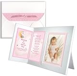 "Blessings on Your Baptism" Personalized Baby Blessing, Christening Picture Frame Gift - Girl