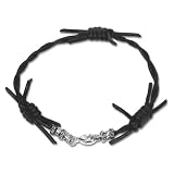 Barbed Wire Black Leather Gothic Bracelet