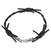 Barbed Wire Black Leather Gothic Bracelet