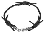 Barbed Wire Black Leather Gothic Bracelet Large