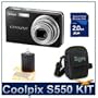 Nikon Coolpix S550 (Black) Sensible Mega-savings bundle