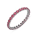 1.00cttw Natural Round Ruby (AA+-Clarity,Red-Color) Prong Set Eternity Band in 14K White Gold.