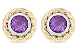 1 1/2 Carat Amethyst 14K Two Tone Gold Earrings