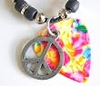 18 Tie Dye Guitar Pick & Peace Sign Necklace