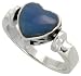 Sterling Silver Heart Ring w/ Blue Resin, 3/8 (10mm) wide