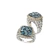 925 Silver & Blue Topaz Square Cluster Ring with 18k Gold Accents- Sizes 6-8