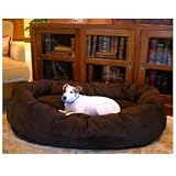 Majestic Bagel Dog Pet Bed Suede LG Chocolate