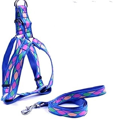 Small Dog Harness and Leash Set Blue Pattern By Best 4 Pets