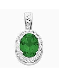 10K Yellow Gold Oval Cut Chatham Created Emerald Pendant -- LIFETIME WARRANTY