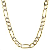 14k Gold and Sterling Silver 5mm Figaro Chain Bracelet by Oro Magnifico, 8