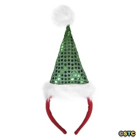 Green Sequin Santa Hat Headband ~ Christmas Xmas Costume Accessories
