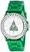 Geneva Women's 5573_xmasgreentree Holiday Boyfriend White Dial with Christmas Tree and Crystals Watch