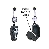 Emo Goth Vampire Black Opening Coffin Dangle Belly button Navel Ring 14 gauge