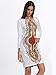 Choies Women's White Contrast Folk Print 3/4 Sleeve African Midi Bodycon Dress
