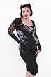 Anama Black Scoop Neck Victory Skull Rose Tattoo Art Ladies Top Small