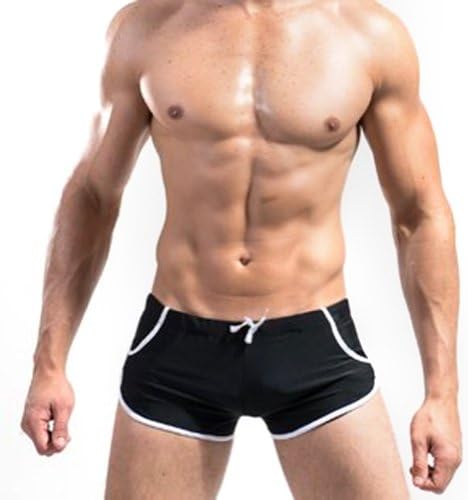 Sumous Men's Shorts Slim Wear Front Tie with Pocket Pants Swimsuit Swimming Trunks