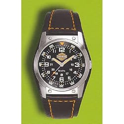 Harley Davidson Bulova Men's Watch. Black Dial. Leather Bracelet Style Strap, 76B31