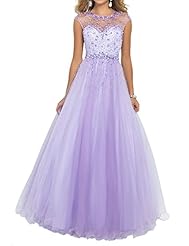 Mesh Jeweled Beaded Crystal Lace Tulle Prom Dress 