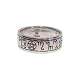Sterling Silver Pentacle Band Runic Handfasting Ring Wiccan Pagan Jewelry Size 4 (Available in Sz 4-15)
