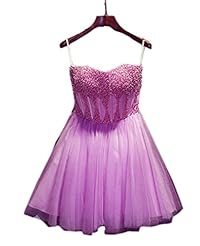 Sweetheart Beaded Lace-Up Cocktail Short Satin/Tulle Evening Dress/Homecoming Dress/Prom Dress/Wedding Party Dress 