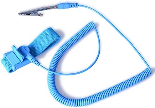 Maxsharer ESD Wrist Strap Band with Grounding Wire 10mm Snap 6ft Coil Cord