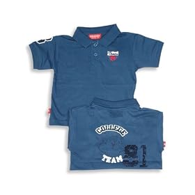 Wild Mango - Infant Baby Boys Short Sleeved Placket Shirt, Blue