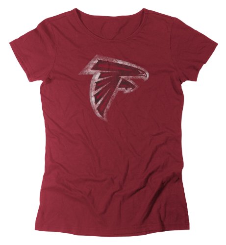 NFL Women's Atlanta Falcons Bigger Logo Retro Tee (Dark Grey Heathered, Large )