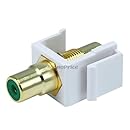 Monoprice 106546 Keystone Jack-Modular RCA with Green Center, White