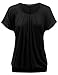 Doublju Womens Basic Short Sleeve Round Neck Drape Loose Fit Top