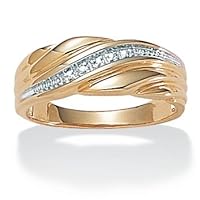 Mens Diamond Accent Wedding Band 18k Gold Over Sterling Silver