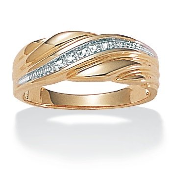 Men's Diamond Accent Wedding Band 18k Gold Over Sterling Silver Size 8