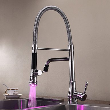 Contemporary Chrome One Hole Single Handle Pullout Spray Deck