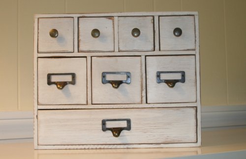 8-Drawer Natural Wood Mini Chest - Rustic White