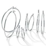 4-Pair Silver Hoop Earring Set