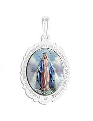 Miraculous Medal Scallopped Oval - Available in 14K Yellow gold, White Gold, and Sterling Silver