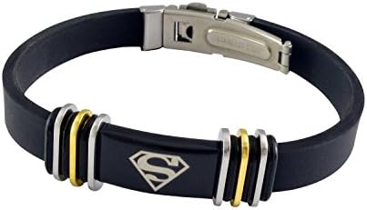 Jade India Men's Rubber Spiderman Adjustable Bracelet Black