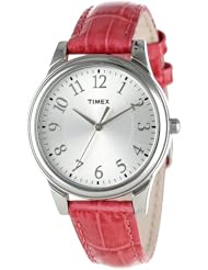 Timex Womens T2P1252M Pink Croco Patterned Leather Strap Watch
