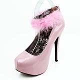 Women's Maribou Ankle Strap Platform Pumps Pink 5-10