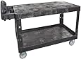 Rubbermaid Commercial FG454500BLA Heavy-Duty Utility Cart, Flat Shelves, Large, Black