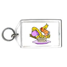 Keychain with flapjacks, toucan, pancakes, birds, food, bird