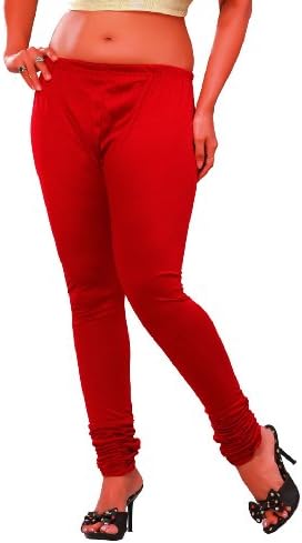 Womens Churidar Cotton Stretchable India Leggings Bollywood Fashion (Red, XXL)