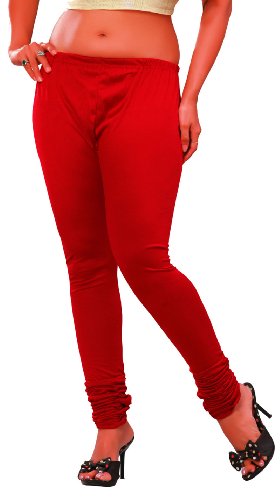 Womens Churidar Cotton Stretchable India Leggings Bollywood Fashion (Red, XXL)